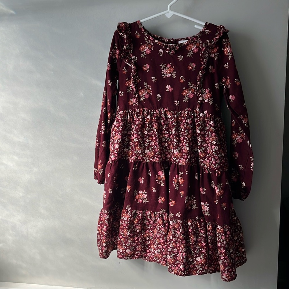 Gymboree Floral Burgundy Kids Casual Dress